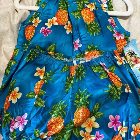 NWT Hawaiian Baby Girl 2-Piece Halter Dress Set 18M Blue Pineapple Luau Tropical - Picture 5 of 7